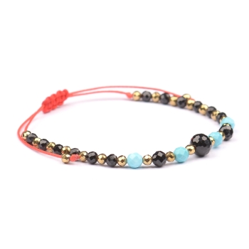 Bransoletka celebrytka czarny TURMALIN TURKUS HEMATYT ochrona i szczęście